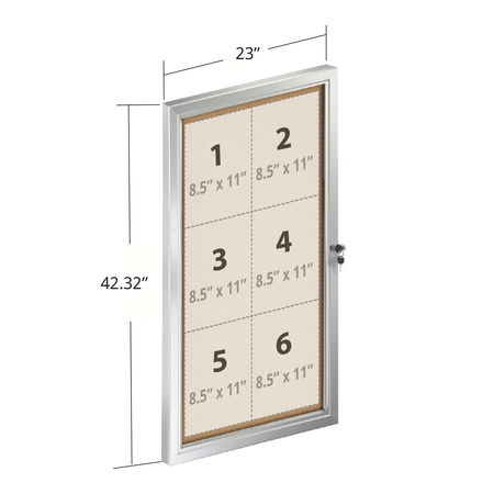 Azar Displays Medium Enclosed Cork Bulletin Board w/ Lock & Key 300232